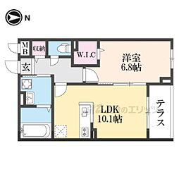 アーバンコート堀川西 1階1LDKの間取り