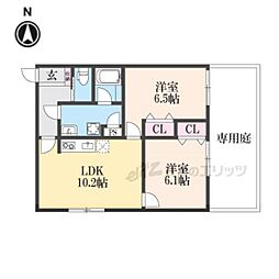 ジーニアススクエア四条高辻 1階2LDKの間取り