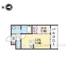 アドバンス京都リエートII 508 4階1LDKの間取り