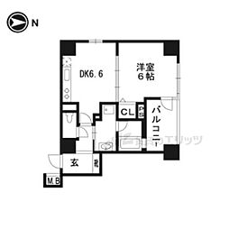 クリスタルグランツ西大路三条 4階1DKの間取り