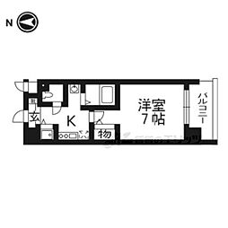 ラナップスクエア京都鴨川205 2階1Kの間取り