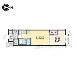 スワンズ京都東寺ガーデン 1LDKの間取図画像