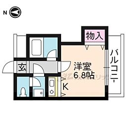 聖護院谷口マンション 1Kの間取図画像