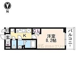 プレサンスTHEKYOTO東福寺WEST 1Kの間取図画像