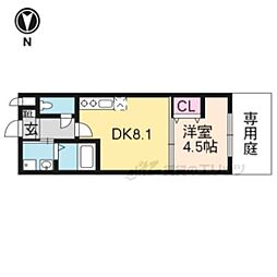 レジデンス二条洛中庵 1DKの間取図画像