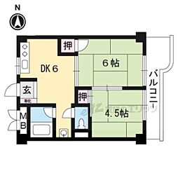 パールハイツイナリ 2DKの間取図画像