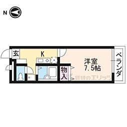 プレジール山科 1Kの間取図画像