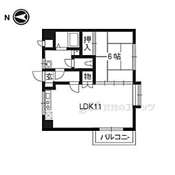 クレール下鴨 1LDKの間取図画像