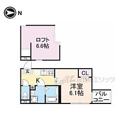 ハーモニーテラス東野八反畑町 ワンルームの間取図画像