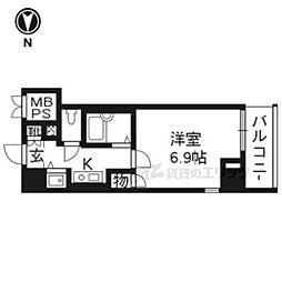 リーガル京都河原町3 1Kの間取図画像