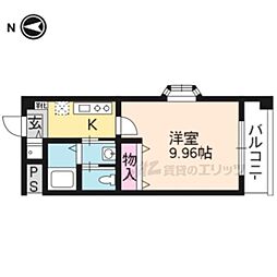 プレジール山科 1Kの間取図画像