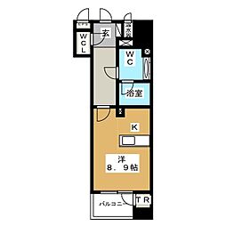 カスタリア銀座III 7階ワンルームの間取り