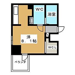 ドゥーエ新富町 1Kの間取図画像