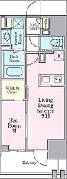 グランリビオ芝大門 1LDKの間取図画像
