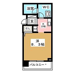 パークアクシス亀戸 1Kの間取図画像