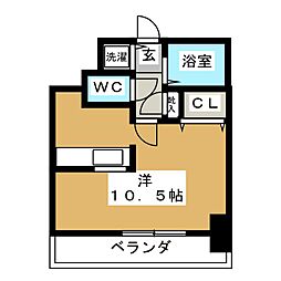 レニエ・ラ・ヴェルトゥ ワンルームの間取図画像