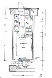 ＡＲＴＥＳＳＩＭＯ　ＦＯＮＴＥ 7階1Kの間取り