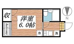 コーポサンフラワー 1Kの間取図画像