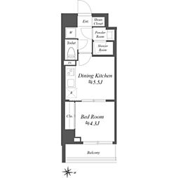 ブランシエスタ本所吾妻橋 1DKの間取図画像