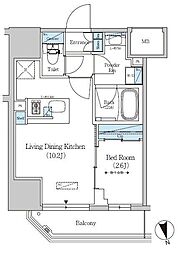 アーバネックス上野 1LDKの間取図画像