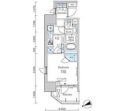 パークアクシス浅草・蔵前 1Kの間取図画像
