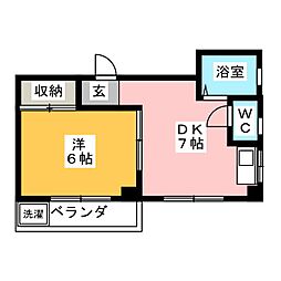 コーポ峰 1DKの間取図画像