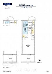 プラウドフラット両国サウス ワンルームの間取図画像