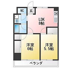 三京ビル 2LDKの間取図画像