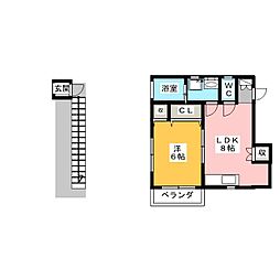K・Mハウス 1LDKの間取図画像