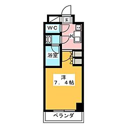 パークハビオ秋葉原エスト 7階1Kの間取り