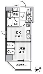 CAVANA浅草橋 9階1DKの間取り