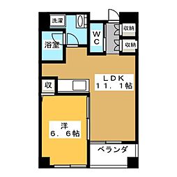BPRレジデンス蔵前 1DKの間取図画像