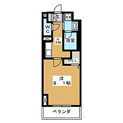 カリーノ鳥越 1Kの間取図画像