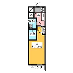 カスタリア蔵前 1Kの間取図画像