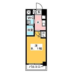 都営大江戸線 勝どき駅 徒歩9分の賃貸マンション 7階1Kの間取り