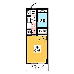 大橋ビル 1Kの間取図画像