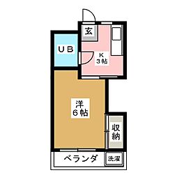 パークサイドハイツ 1Kの間取図画像