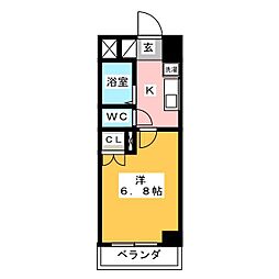 レジディア木場 1Kの間取図画像