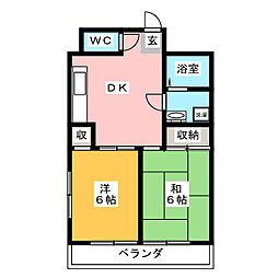 ジュネスコート 2DKの間取図画像