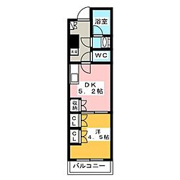 パークハビオ門前仲町 1DKの間取図画像