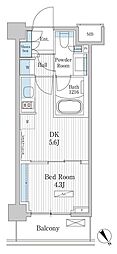 パークアクシス門前仲町テラス 1DKの間取図画像