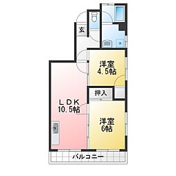 第五小崎ビル 2LDKの間取図画像