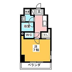 ザ・パーククロス門前仲町 1Kの間取図画像