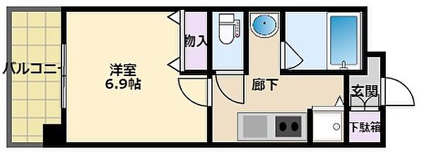 兵庫県西宮市武庫川町(賃貸マンション1K・6階・24.57㎡)の写真 その2