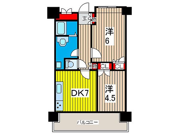 リボンシティコミュニティ 615｜埼玉県川口市並木元町(賃貸マンション2DK・6階・45.01㎡)の写真 その2