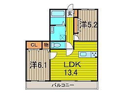シーレックスParque 1階2LDKの間取り