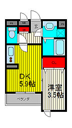 SAMIA川口元郷 3階1DKの間取り