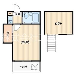 埼玉高速鉄道 川口元郷駅 徒歩3分の賃貸アパート 2階1Kの間取り