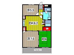 グランドールUNS 9階3DKの間取り