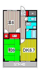 サンロードワラビ 2DKの間取図画像